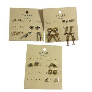 Kaari Blue Earring Lot of 12 Dangle Stud Silver Tone Gold Tone Rhinestones